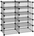 SONGMICS Shoe Rack, Rectangular Cube Organiser, Modular DIY Storage Shelf Unit, 40 x 30 x 17 cm for Each Compartment, Metal Wire Interlocking Wardrobe, for Entryway Closet, Black LPI25H