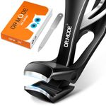 Angled Head Nail Clippers for Thick Nails for Seniors - DRMODE Ergonomic Toenail Clippers for Thick Nails with Wide Opening, Premium Steel Nail Cutter Trimmer for Men Women with Catcher - Black