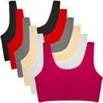 Dressably Pack of 6 Teen Solid Beginner Bras,Sports Bras,Teenager Bra for Girls/Kids Half Slip & Croped Camisole (13 to 14 Years