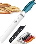 Orblue Serrated Bread Knife Ultra-Sharp Stainless Steel Professional Grade Bread Cutter - Cuts Thick Loaves Effortlessly - (8-Inch Blade with 5-Inch Handle), Blue