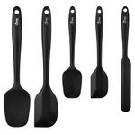 Hotec Food Grade Silicone Spatulas Spoons Set Kitchen Utensils for Baking, Cooking, and Mixing High Heat Resistant Rubber Spatula, Non Stick Dishwasher Safe BPA-Free Black