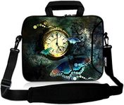 RICHEN 10 inch Messenger Bag Carrying Case Sleeve with Handle Accessory Pocket Fits 7 to 10-Inch Laptops/Notebook/Kids tablet (7-10.2 inch, Clock & Butterfly)