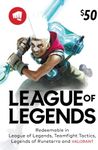 League of Legends $50 Gift Card - (Also redeemable in VALORANT, Teamfight Tactics and Legends of Runeterra) - PC [Online Game Code]