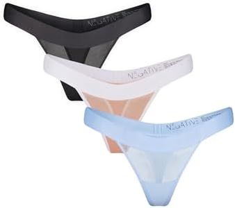 NEGATIVE Underwear – Sieve Thongs For Women – Minimal Cut in Subtly Sheer, Naturally Smoothing Belgian Micromesh - 3 Pack - Coast - S