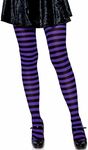 Leg Avenue Womens Plus Size Nylon Striped Tights Costume Hosiery, Black/Purple, 1X-2X US