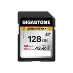 Gigastone 128GB SD Card A2 V60 SDXC Memory Card High Speed 4K Ultra HD UHD Video Compatible with Canon Nikon Sony Pentax Kodak Olympus Panasonic Digital Camera, with 1 Mini case