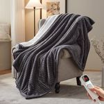 BEARKISS Electric Heated Blanket,50"x60" Heating Throw Flannel Grey