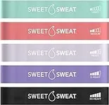 Sweet Sweat Mini Loop Resistance Bands - Set of 5 | Exercise Hip Booty Bands for Squats, Lunges, Physical Therapy, Yoga, Pilates, Rehab & Home or Gym Workouts