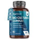 Bio Cultures Complex Probiotics and Prebiotics - 77 Billion CFU - 20 Live Bacterial Cultures - 60 Probiotic Complex Capsules for Women & Men - Lactobacillus Acidophilus, Gasseri, Rhamnosus & Reuteri