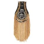 Blazer Shoulder Patches Tassel Chain Suit Epaulet Punk Rivets Fringe Tassel Shoulder Badge for Military Costume Party (Gold)