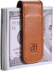 GH GOLD HORSE Slim Magnetic Money Clip Leather Minimalist Business Card Holder for Men, Brown