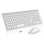 Wireless Keyboard Mouse Combo, cimetech 2.4G Ultra-Thin Keyboard and Mouse Set with Sleek Ergonomic Silent Design & Stable Connection for Windows PC Laptop Computer (SilverWhite)