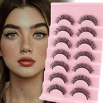 AIZUIWIY False Eyelashes Cat Eye Lashes Wispy Fluffy Fox Eye Lashes Natural Strip Lashes Spiky Fake Eyelashes Faux Mink Lashes 3D 7 pairs