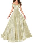 JAEDEN Bridesmaid Dress Sequin Long - Prom Dress Formal Evening Dresses A Line, Champagne, 18