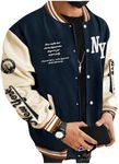 SOLY HUX Men's Varsity Jacket Color Block Letter Graphic Long Sleeve Baseball Jacket Bomber Coat Multicoloured Letter Printed Medium