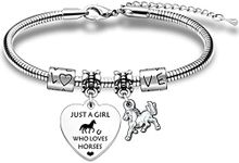 SDOFY Horse Gifts for Girls Horse Jewellery Bracelets for Teenage Girls Horse Bracelet for Girls Childrens, One Size, Stainless Steel