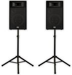 Acoustic Audio BR12 Passive 12" Speaker Pair and Stands DJ PA Karaoke Speakers