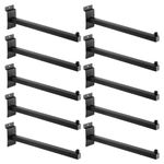 Vkinman 10 PCS 12 Inches Slat Wall Faceout, Slatwall Hooks, Metal Square Straight Arm Hooks, Metal Heavy Duty Slat Wall Hooks Accessories for Retail, Clothing, Garage, Shop Display, Black