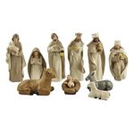 Nativity Christmas Set Manger Scene - 10pcs Resin Holy Family Figurines Miniatures Christ Birth of Jesus Ornament for Tabletop Scenes(10PCS)