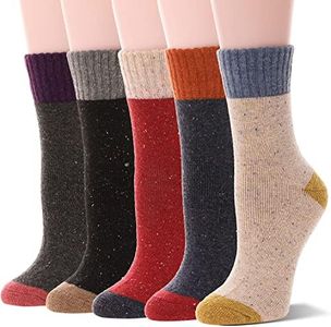 Sandsuced Wool Warm Socks for Women Winter Hiking Thick Boot Thermal Cabin Cozy Crew Work Soft Ladies Socks 5 Pack（Colorful (5 Pairs)）