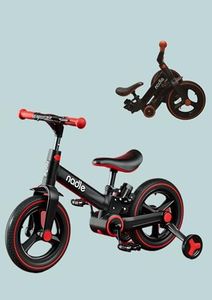 nadle S-900 Kids 5-in-1 Multifunctional Foldable Balance Bike Bicycle with Removable Training Wheels and Push Bar (Red)