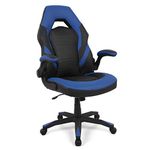 Moustache Gaming Chair, Adjustable Computer Desk Office Chair Ergonomic Racing Chair with Flip-Up Arms (Blue)