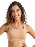 NYKD Trendy Square Neck Soft Cup Slip On Everyday Sports Bra for Women | Wireless | Full Coverage | Non Padded (Pack of 2 Bra, NYB158, Sand, L, 1N