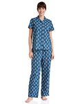 Amazon Brand - Myx Women's Cotton All Over Print Night Suit Set Pack of 1 (AUR-SLP-04_Blue_L Large)