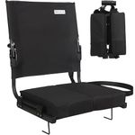 Stadium Seats for Bleachers with Back Support Wide, Portable Bleacher Chairs with Highest Back and Thick Cushion, Folding Padded Stadium Chair for Adults at Sports Events and Concerts. (Black)