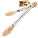 Boxiki Kitchen Tongs for Cooking with Wooden Tips - Wooden Tongs Ideal for BBQ, Salad, Toaster, Bread & Pickles - Made of Natural Olive Wood, Size 12 Inches…