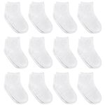 12 Pairs Non-Slip Toddler Socks With Grips for Baby Boys and Girls - Anti-Slip Crew Socks for Infant's and Kids