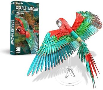 Piececool 3D Puzzles Model Kit Adult 3D Metal Puzzle 3D DIY Metal Model Model Kit Puzzles for Adults - Scarlet MACAW-83 Pieces