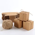 Brown Kraft Paper Box 100 Packs with Hemp Ropes 5x5x5 cm Small Paper Gift Box