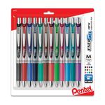 Pentel EnerGel RTX Retractable Liquid Gel Pen, (0.7mm) Medium Line, Assorted Ink,12-Pk (BL77BP12M)