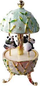 zltSunshine Enamel Classical Bamboo Panda Wind-Up Musical Box Carousel with Crystals Panda Figurine For Home & Office Decor Birthday Christmas Gift for Collectors & Panda Enthusiasts Green