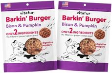 Vitafur Barkin Burger Grilled Bison & Pumpkin Dog Treats, Pack of 2 (8 oz) - Made in USA, Grain Free, Human-Grade, Lean Treats Dogs Love - No Fillers or Preservatives