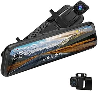 Caméra de Recul 10'' Miroir Dashcam avec Kit Câblé, Surveillance du stationnement 24h Dashcam Voiture Rétroviseur Écran Tactile de 10'' Full HD 1080P Vision Nocturne Grand Angle 170 ° Capteur G