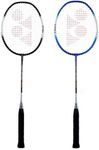 YONEX ZR 100 Light Aluminium Badminton Racquet with Full Cover (Black & Blue, Made in India) Set of 2