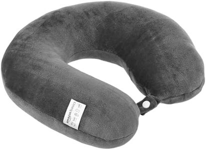 amazon basics Travel Neck Pillow | Soft Velvet Fabric | Ergonomic & Orthopedic Neck Support, Pain Relief & Posture Correction | Ideal for Airplanes, Trains, Cars, Office & Home I Grey