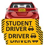 TOTOMO #SDM07 (Set of 3) Student Driver Magnet 10"x4" Highly Reflective Premium Quality Car Safety Caution Sign for New Student Drivers