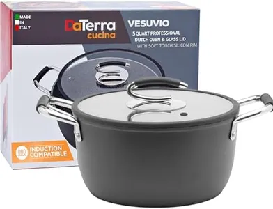 DaTerra Cucina - 5 Qt Nonstick Ceramic Dutch Oven Pot with Lid – Lightweight Nonstick Pot with Dual Handles, Perfect for Soup, Pasta, Sautéing, Searing, Induction & Stovetop Safe - Black