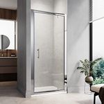 ELEGANT (860mm) Pivot Hinge Shower Door Screen with 6mm Extra Toughened Glass Reversible Shower Cubicle Enclosure with Aluminum Frame