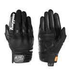 Furygan JET D3O EVO - Men's Motorcycle Gloves - 100% Leather Palm - Comfort - Summer Gloves - Breathable & Light - Compatible Screens - Touch Screen, Black-white