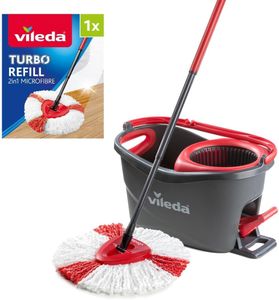 Vileda Turbo Spin Mop and Bucket Set with Extra 2-in-1 Microfibre Head