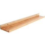 IBUYKE Solid Oak Timber Floating Shelf Wall, Creative U-shaped Shelf Display Racks for Living Room, Office, Bedroom, Bathroom, Kitchen, 90cm Wood color RF-GB545