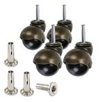 Skelang 50mm Stem Castor Wheels, Ball Castors with Sockets, Antique Swivel Castors, Replacement for Furniture, Sofa, Chair, Cabinet, Pack of 4