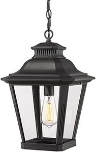 Luminzone Outdoor Pendant Light for Porch, Exterior Hanging Lantern Farmhouse Outdoor Chandelier with Clear Glass for Entryway,Doorway,Farmhouse,Foyer