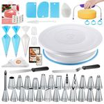 Boyun 100PCs Cake Decorating Supplies Kits with Ebook, Cake Turntable, 30+2 Piping Bags, 30 Disposable Cupcake Liners, 24 Icing Piping Tips, 3 Icing Scrapers, 2 Spatulas, Cake Leveler for Baking