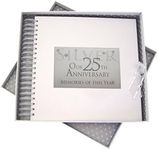 White Cotton Cards 25th Silver Anniversary Year, Card & Memory Book, Glitter & Words, Wood, 27x30x4 cm