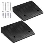 COSTWAY 2PCS Rubber Kerb Ramps, Heavy Duty Curb Ramp Set with 4 Expansion Bolts, Lightweight Driveway Threshold Ramps for Wheelchairs, Cars and Motorcycle, 3 Tons Load Capacity (48 x 42 x 11.5 cm)